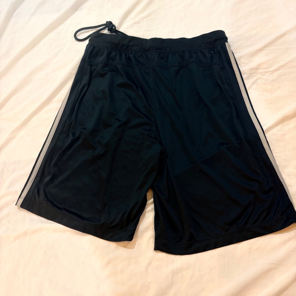 Adidas Climalite Mens Black Silver 3-Stripe Athletic‎ Basketball Shorts Large - Picture 2 of 9